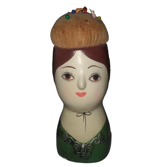 Vintage Animal Stick pins & Gemma Taccogna Look Paper Mache Pin Cushion